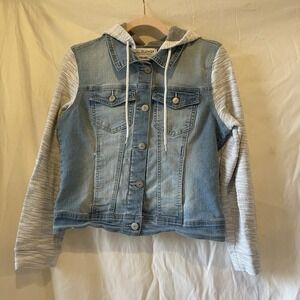 Wallflower Denim Hooded Jacket Women's Large Dreamer Fit Hooded Jean *Runs Small